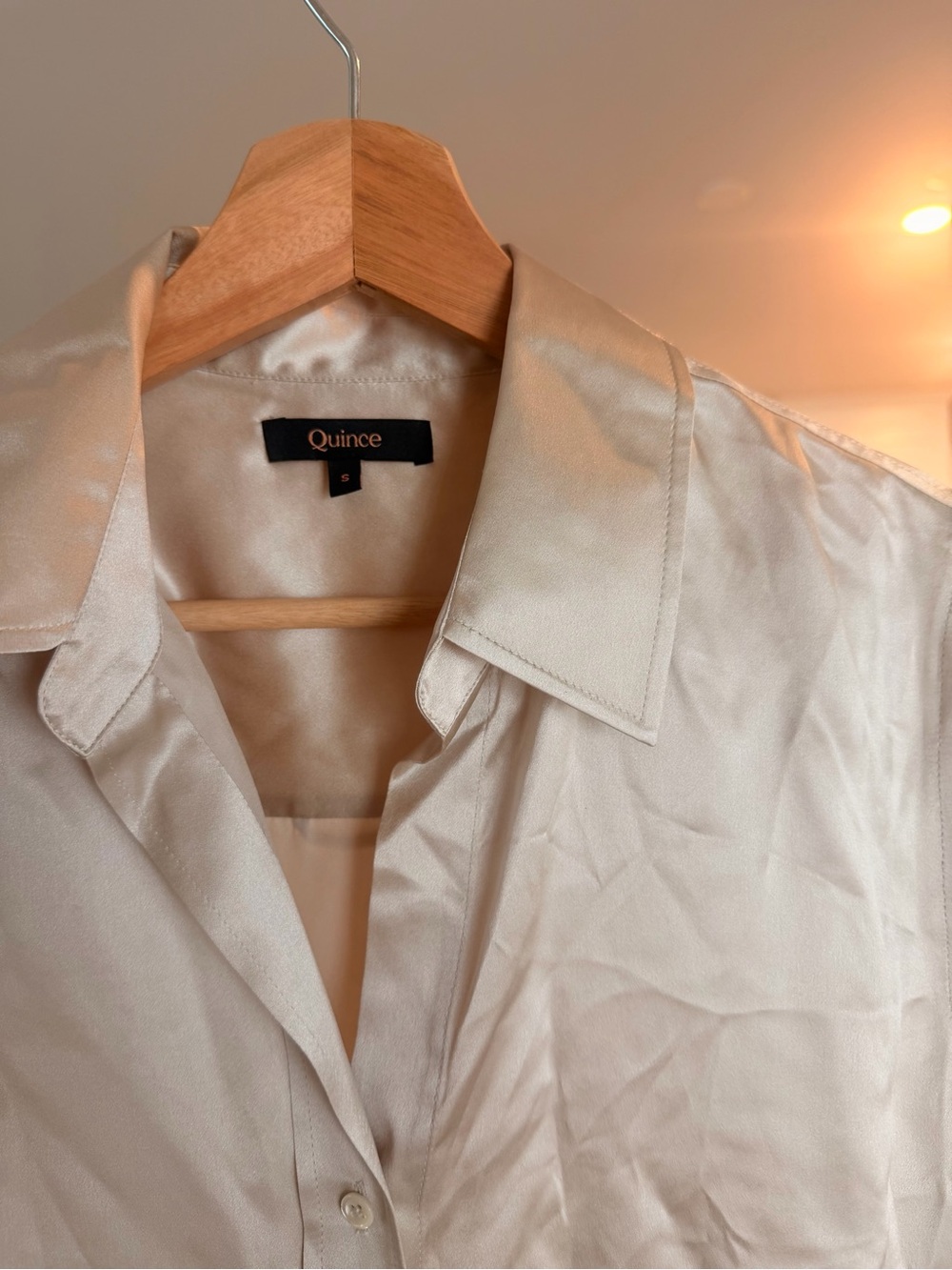 Quince 100% Silk Women's Button-Down in Champagne